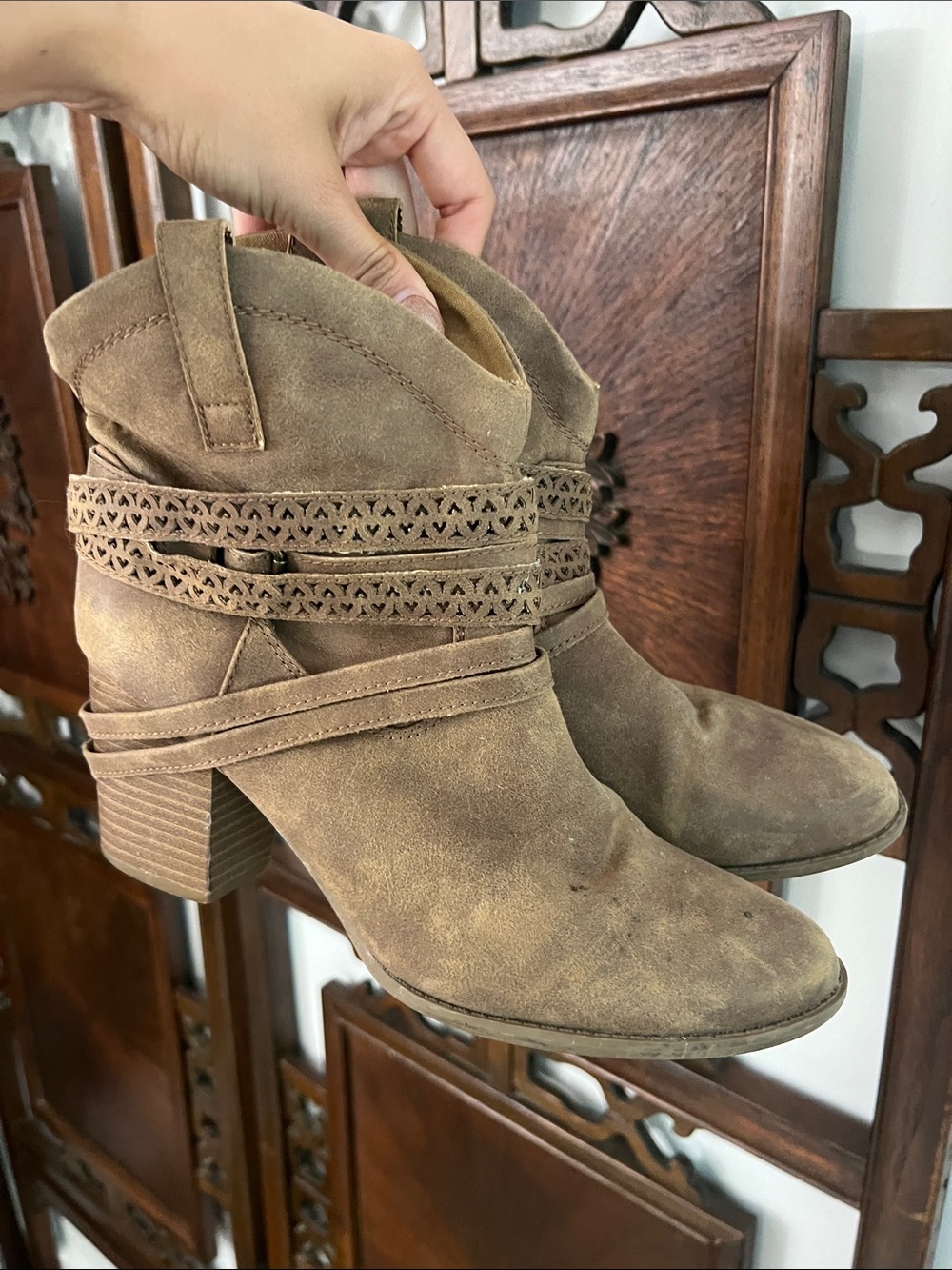 Rampage Women's Suede Ankle Boots in Taupe